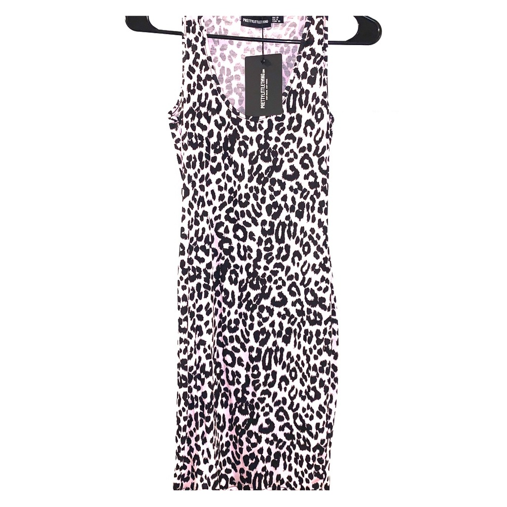Pink and black leopard print body con dress